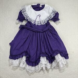 VTG LID'L DOLLY'S Girls 8 Purple Ruffle Frilly Southern Belle Pageant Dress Full